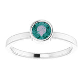 Rhodium-Plated Sterling Silver 5 mm Imitation Alexandrite Ring
